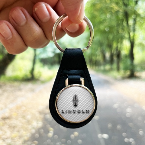 Lincoln Keyring Holder Leather Light Carbon Graphite Classic Logo