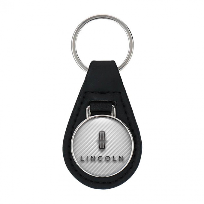 Lincoln Keyring Holder Leather Light Carbon Graphite Classic Logo