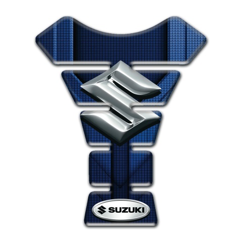 Suzuki Tank Protector Blue Base Silver logo Design 