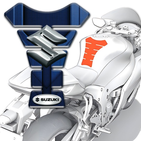 Suzuki Tank Protector Blue Base Silver logo Design 