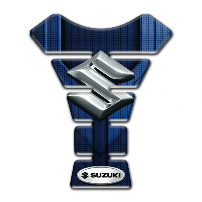 Suzuki Tank Protector Blue Base Silver logo Design 