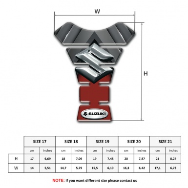 Suzuki Tank Guard Pads Gray Red Base with 3D Silver Logo 