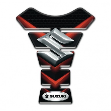 Suzuki Tank Pad Protector Black with Red V shape Decoration 