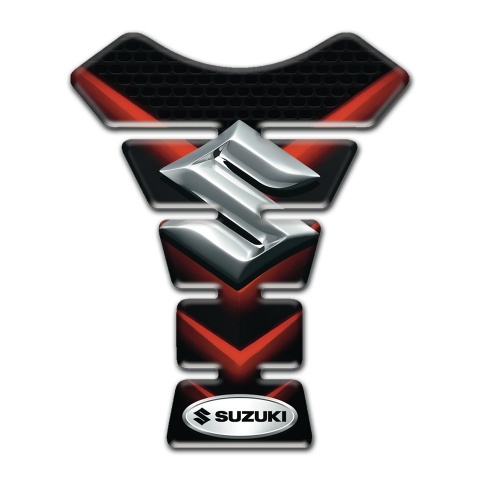 Suzuki Tank Pad Protector Black with Red V shape Decoration 