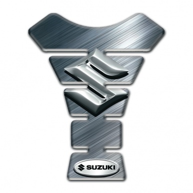Suzuki Tank Pad Motorbike Polished Background wit Silver Logo 