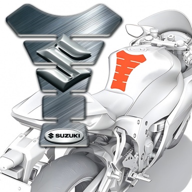 Suzuki Tank Pad Motorbike Polished Background wit Silver Logo 