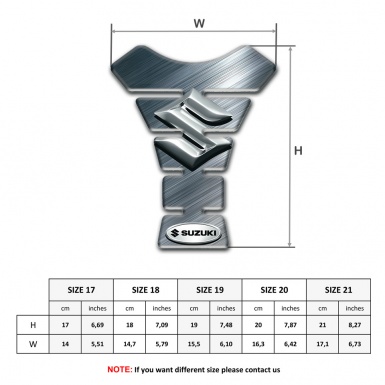 Suzuki Tank Pad Motorbike Polished Background wit Silver Logo 