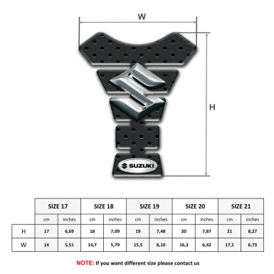 Suzuki  Tank Guard Pads Perforated Rubber Base 3D Silver Logo Design 