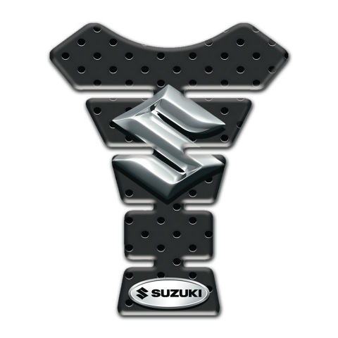 Suzuki  Tank Guard Pads Perforated Rubber Base 3D Silver Logo Design 