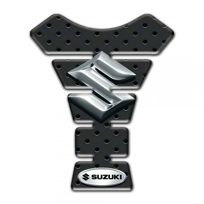 Suzuki  Tank Guard Pads Perforated Rubber Base 3D Silver Logo Design 