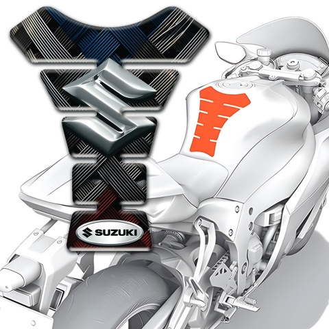 Suzuki Tank Pad Protector Crossed Belts effect and 3D silver Logo 
