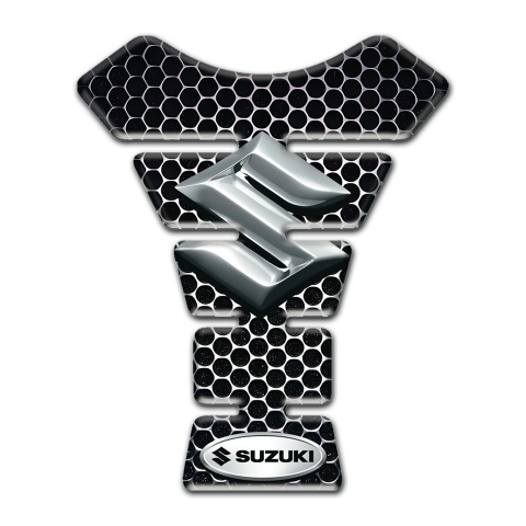 Suzuki Tank Fuse Perforated Steel Design with Silver Logo 