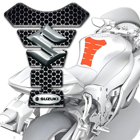 Suzuki Tank Fuse Perforated Steel Design with Silver Logo 