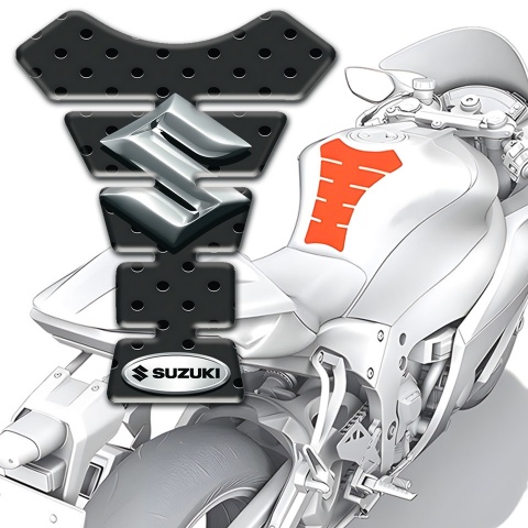 Suzuki Tank Pad Motorbike Base with Perforated Rubber Effect 