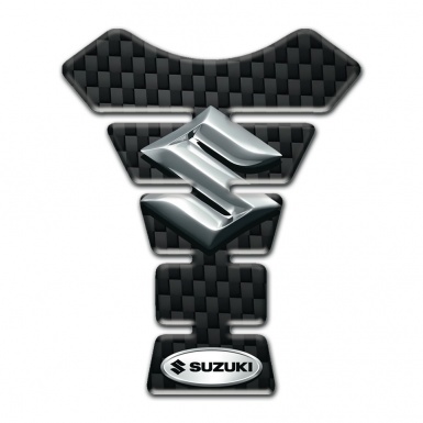 Suzuki Tank Protector Base with Black Fibers Design and Silver Logo 