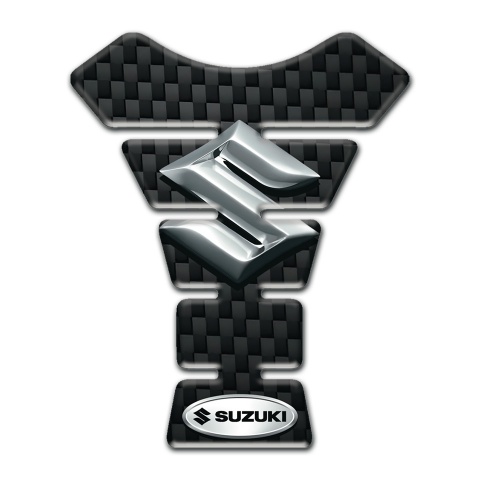 Suzuki Tank Protector Base with Black Fibers Design and Silver Logo 