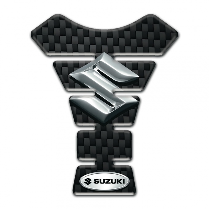 Suzuki Tank Protector Base with Black Fibers Design and Silver Logo 
