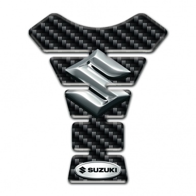 Suzuki Tank Fuse Black Carbon Design with 3D Silver Logo 