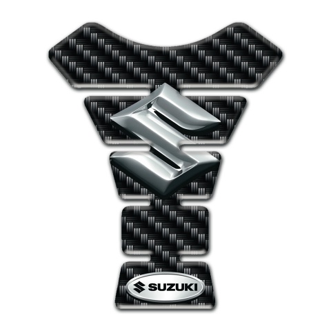 Suzuki Tank Fuse Black Carbon Design with 3D Silver Logo 