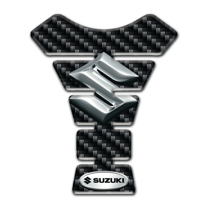 Suzuki Tank Fuse Black Carbon Design with 3D Silver Logo 