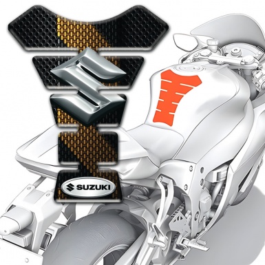Suzuki Tank Pad Motorbike Black Flakes with Brown Patterns Design 