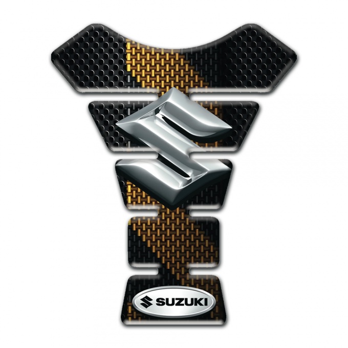 Suzuki Tank Pad Motorbike Black Flakes with Brown Patterns Design 
