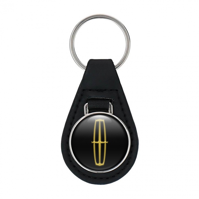 Lincoln Keychain Leather Black Gold Logo Design