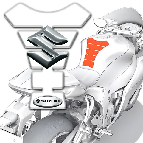 Suzuki Tank Guard Pads Base with White Style 