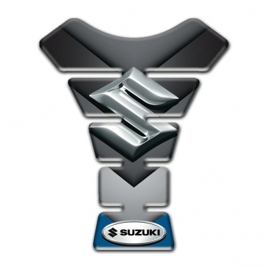 Suzuki Tank Protector Base with Gray Blue V Shape Details and Silver Logo 