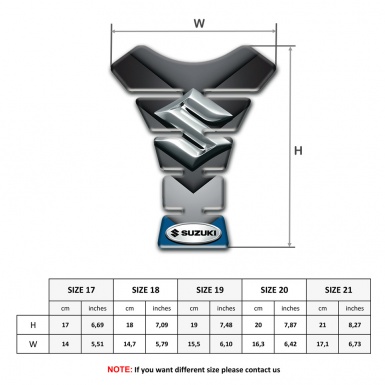 Suzuki Tank Protector Base with Gray Blue V Shape Details and Silver Logo 