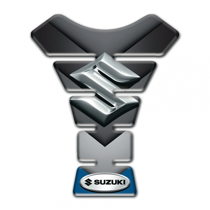 Suzuki Tank Protector Base with Gray Blue V Shape Details and Silver Logo 