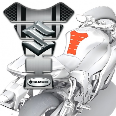 Suzuki Tank Guard Pads Base with Central Metal Panel Effect 