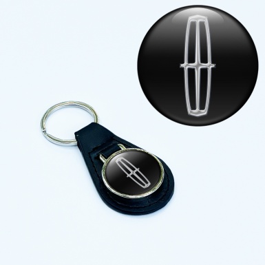 Lincoln Key Fob Leather Black Silver Logo Design