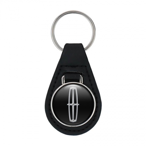 Lincoln Key Fob Leather Black Silver Logo Design