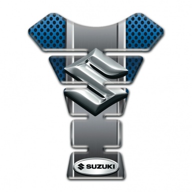 Suzuki Tank Pad Motorbike Base with Perforated Blue Surface Design 