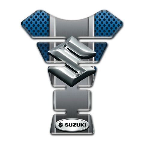 Suzuki Tank Pad Motorbike Base with Perforated Blue Surface Design 