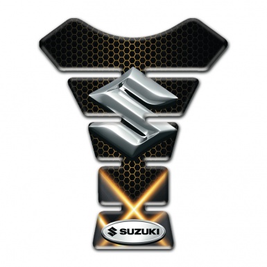 Suzuki Tank Protector Orange Lights Base 3D Silver Logo 