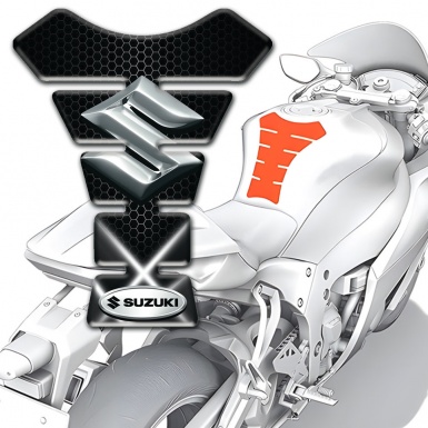 Suzuki Tank Guard Pads Base with Crossed White Lights Design 