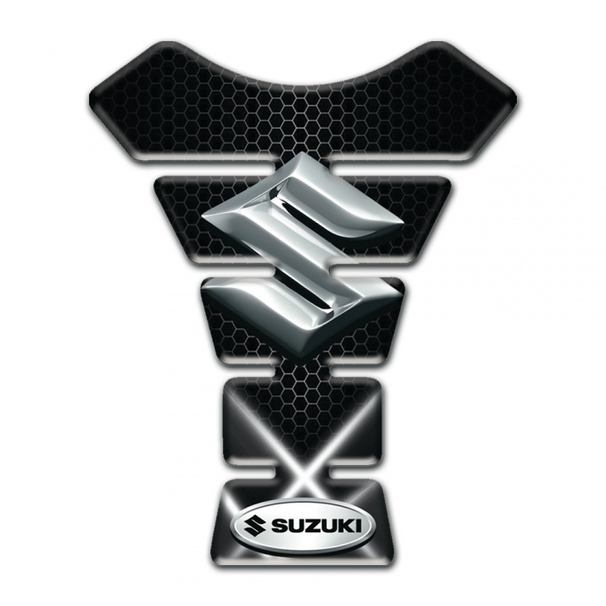 Suzuki Tank Guard Pads Base with Crossed White Lights Design 