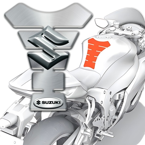 Suzuki Tank Pad Motorbike Model with Silver Design 