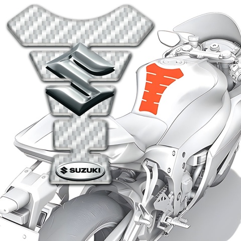 Suzuki Tank Pad Protector Model with White Carbon Design 