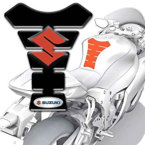 Suzuki Tank Pad Motorbike Black Print with Red Logo 