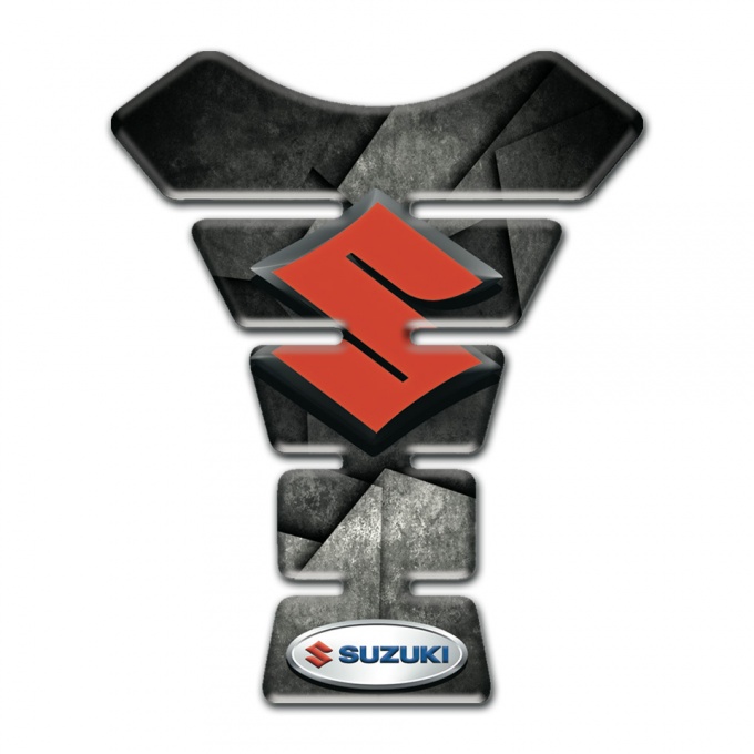 Suzuki Tank Guard Pads Mixed Gray Black Base with Red Logo 