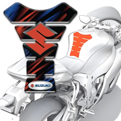 Suzuki Tank Pad Protector Black Base with Blue Red Patterns 