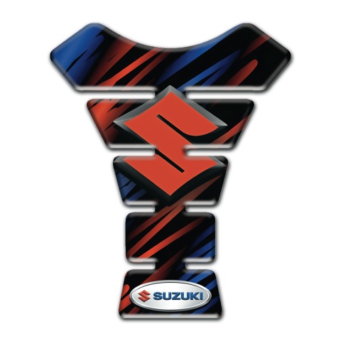 Suzuki Tank Pad Protector Black Base with Blue Red Patterns 
