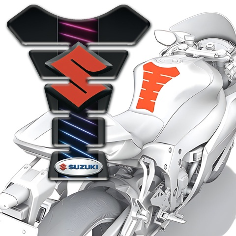 Suzuki Tank Protector Mofdel with Neon blue Red Lines Design 
