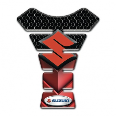 Suzuki Tank Pad Protector Black red Base with Red Logo Style 