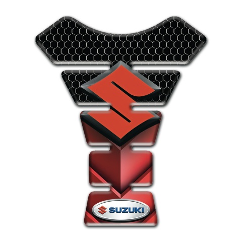 Suzuki Tank Pad Protector Black red Base with Red Logo Style 