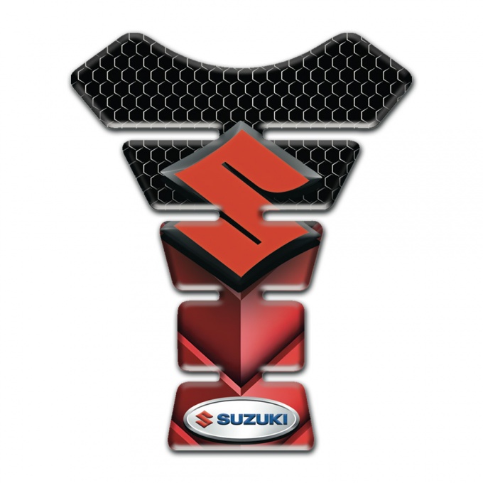 Suzuki Tank Pad Protector Black red Base with Red Logo Style 