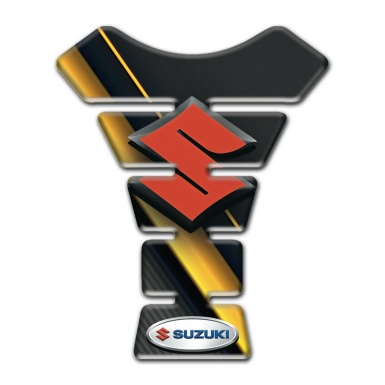 Suzuki Tank Pad Motorbike Yellow Diagonal Tape with red logo Design 